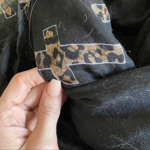 Black Infinity Scarf with Animal Printed Crosses - Picture 4 of 5
